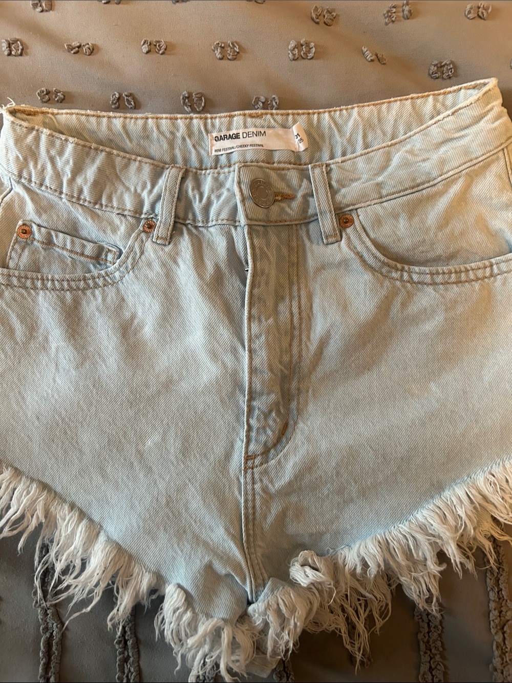 Women's  Garage Light Blue Frayed Hem Denim Shorts